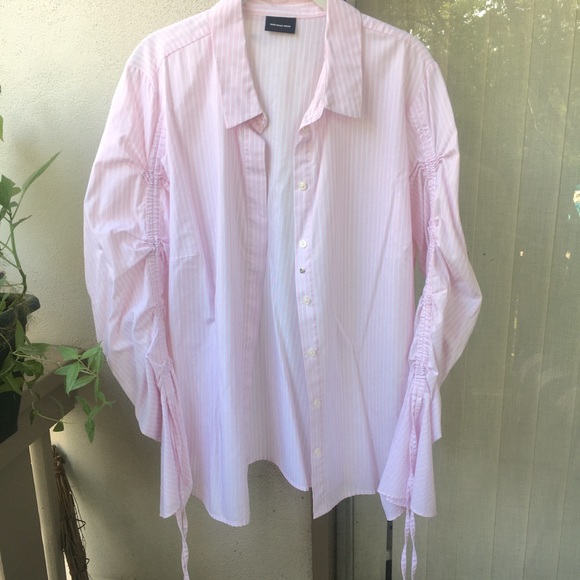 Who What Wear Tops - Who What Wear 1X peach & white striped button down worn ONCE. Designer touches!